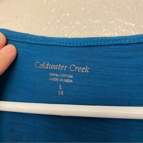 Coldwater Creek aqua teal blue allover sequin chevron art deco glam blouse  L 14 - Picture 4 of 9